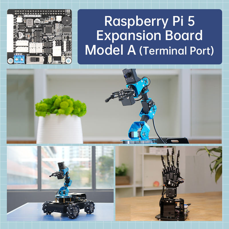 Raspberry Pi 5 Expansion Board, Servo Motor Driver, ROS Robot Manipulator Arm Smart Car Controller Raspberry Pi 5 Expansion Board, Servo Motor Driver, ROS Robot Manipulator Arm Smart Car Controller